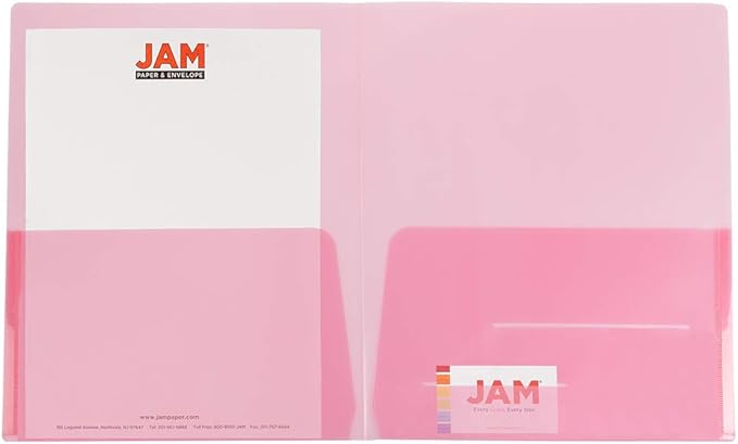 JAM PAPER Plastic Light Weight Flexible Two Pocket Presentation Folders - Red - 12/Pack