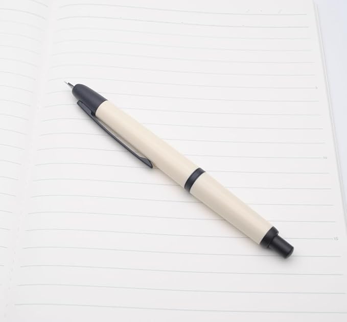 JINHAO 20 Press Fountain Pen, Retractable Capless Resin Pen with Ink Converter (F Nib 0.5mm, Ivory White - Black Clip)