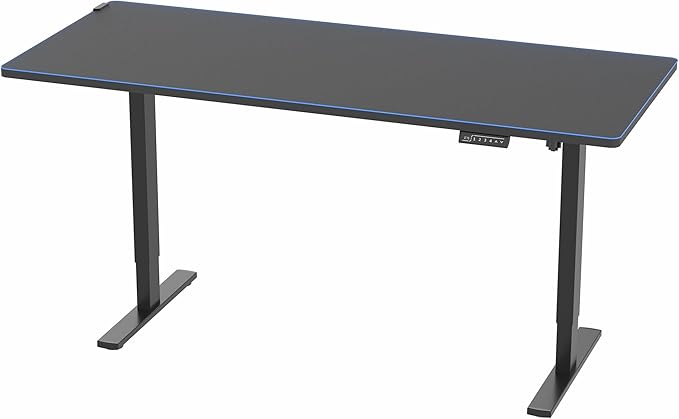 VIVO Electric 71 x 30 in Standing Desk with Full-Size RGB Mouse Pad, Memory Height Adjustment, 1B Series, Holds 220 lbs, Black Top Black Frame, DESK-KIT-1B7BP