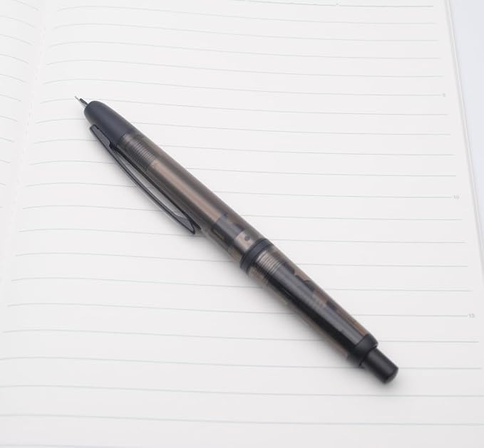 JINHAO 20 Press Fountain Pen, Retractable Capless Resin Pen with Ink Converter (EF Nib 0.4mm, Transparent Black - Black Clip)