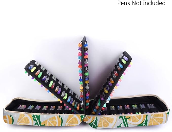 qianshan Pencil Case Holder Slot - Holds 202 Colored Pencils or 136 Gel Pens with Zipper Closure - Large Capacity Pen Organizer for Watercolor Pens or Markers - Perfect for Artist Grey Lemon