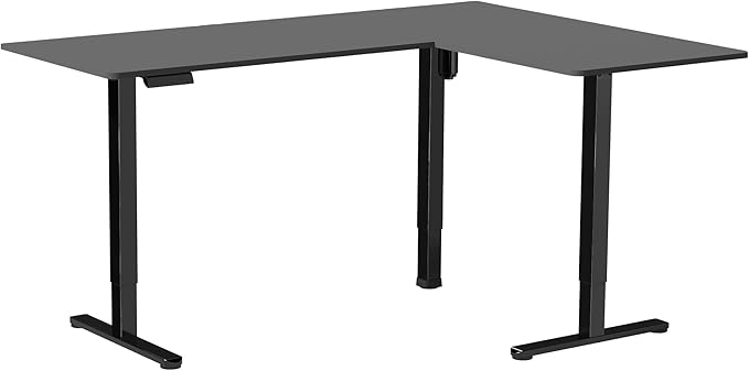 VIVO Electric Corner 63 x 55 inch L-Shaped Standing Desk, Memory Height Adjustment, Black Top Black Frame, DESK-E3CTB