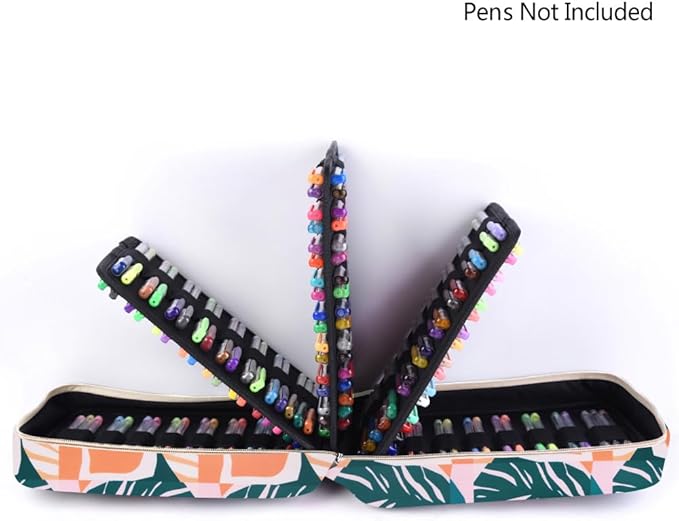 qianshan Pencil Case Holder Slot - Holds 202 Colored Pencils or 136 Gel Pens with Zipper Closure - Large Capacity Pen Organizer for Watercolor Pens or Markers - Perfect for Artist.Large Leaves