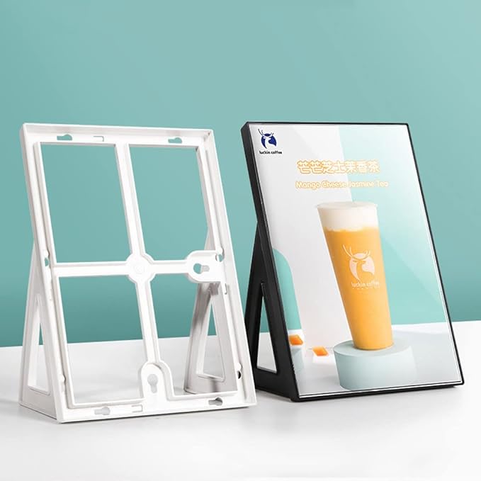 ECKEK ABS Plastic Sign Holder,Menu Displays L Shape Sign Stand Vertical/Horizontal Use (White A3 297×420mm/11.69×16.54inches)