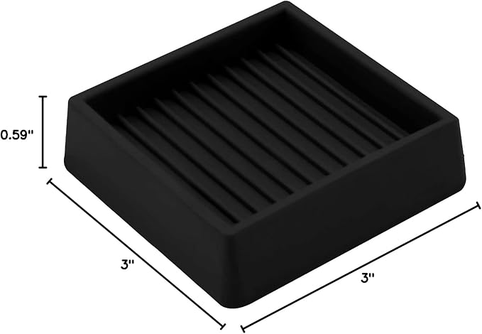 VOCOMO 2X2 Rubber Caster Cups, Non Slip Furniture Pads, Anti-Slip Gripper, Anti Skid Furniture Feet, Anti Slide Floor Protector for Bed Couch Table Chair Stoppers - 8 Pack, Black