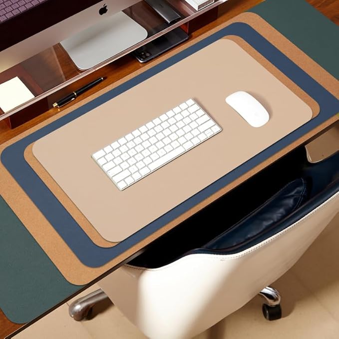 Cork Desk Mat - Dual-Sided Desk Pad for Office and Home - Desk Organization and Accessories - Ideal for Large Mouse Pad and Desk Mats on Top of Desks(Orange,80cmx 40cm)