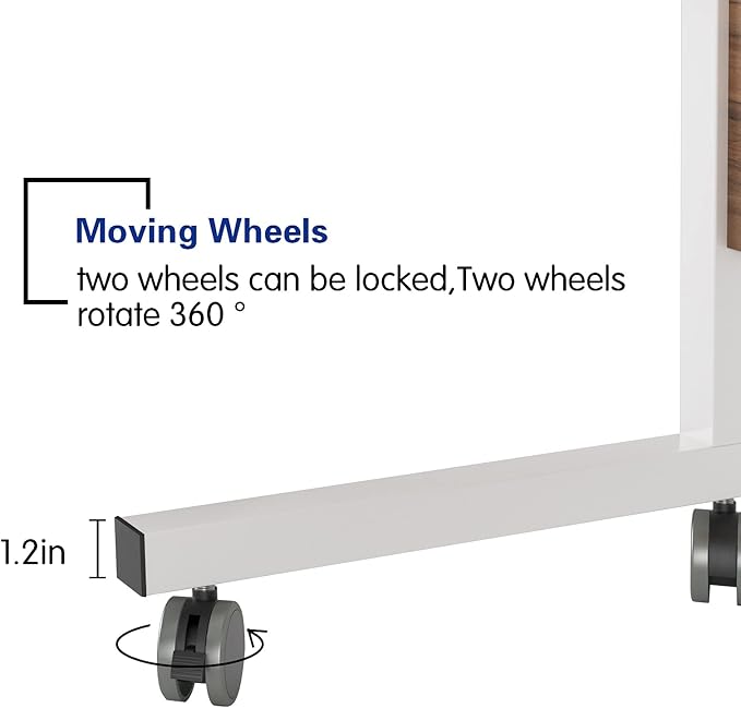 Rolling Laptop Desk Stand Up Desk Adjustable Mobile Laptop Desk, DlandHome 23.6 Inches Medium Size Side Table, Movable w/Tablet Slot & Wheels, Portable Stand for Bed Sofa Oak