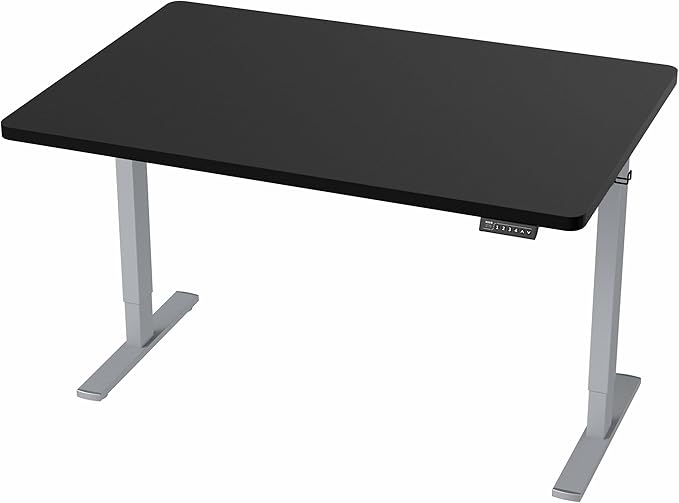 VIVO Electric 48 x 30 in Standing Desk, Memory Height Adjustment, 1B Series, Holds 220 lbs, One-Piece Black Top, Gray Frame, DESK-KIT-1G5B