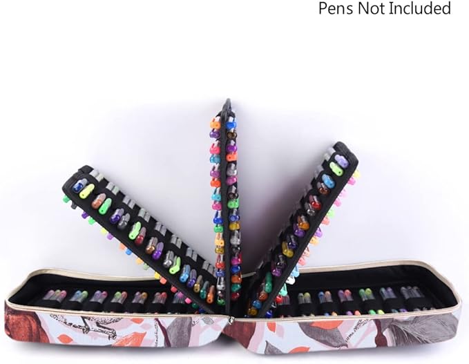 Pencil Case Holder Slot - Holds 202 Colored Pencils or 136 Gel Pens with Zipper Closure - Large Capacity Polyester Pen Organizer for Watercolor Pens or Markers - Perfect for Artist Withered Roses