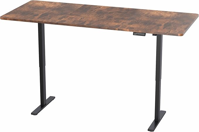 VIVO Large Electric 83 x 30 in Standing Desk, Memory Height Adjustment, 1B Series, Holds 220 lbs, Rustic Vintage Brown Top Black Frame, DESK-KIT-1B8N