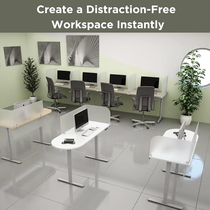 Desk Divider for Students and Desk Privacy Panel. Office Partitions and Ideal Cubicle Light Shield. Frosted Acrylic Clamp-on Desk Partition - 17” W x 18”H Divider