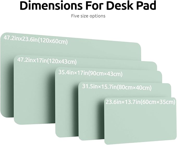 YSAGi Leather Desk Protector, Office Mat, Large Mouse Mat, Non-Slip PU Leather Blotter, Laptop Desk Pad, Waterproof Writing Pad for Office and Home (Pale Green, 47" x 17")