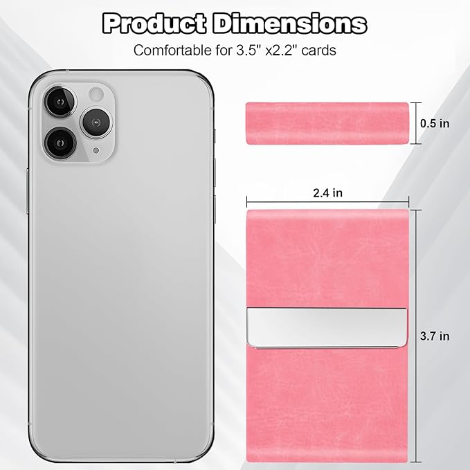 Business Card Holder for Women or Men, Business Card Case with PU Leather and Stainless Steel, Slim Metal Case with Magnetic Closure for Business Meeting Use