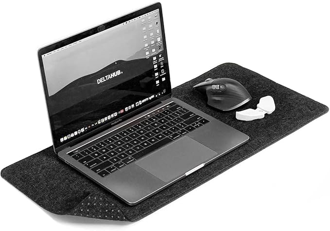 DELTAHUB - Minimalistic Felt Desk Protective Pad, Anti-Fray, Anti-Slip, Easy to Clean, Easy Glide, Long Lasting, Sleek Design, Comfortable, Resistant, Desk Mat, PC, Mac, Laptop - Large (18x32inch)