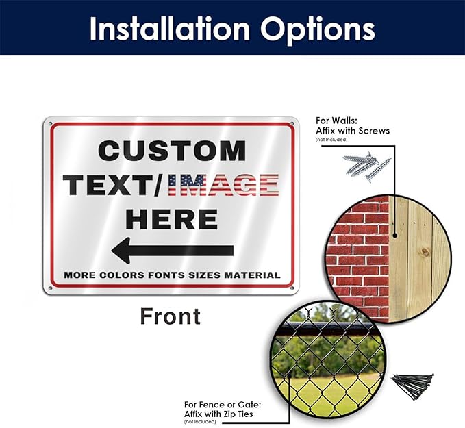 Custom Directional Arrow Sign, Glow in the Dark/Reflective Option, 14''x10'' Personalized Metal Address Plaque, Customize for Business Logo, Office, Home, Yard, Outdoor