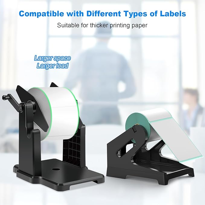 Vazioyar Label Holder for Rolls and Fan-Fold Labels,Compatible with Manual Recycling of Label Rolls(Large Holder)