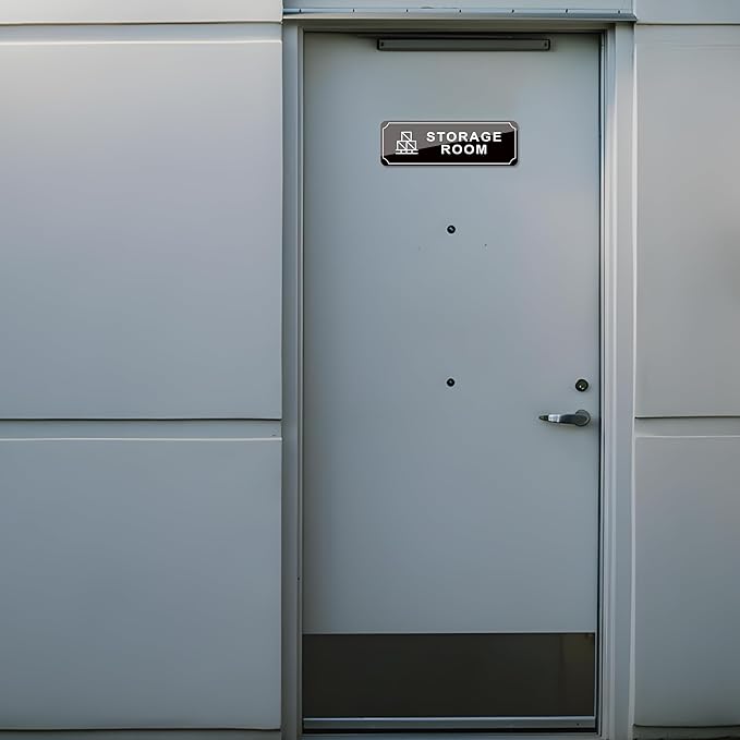 Storage Room Door Sign for Business, Self-Adhesive Durable Modern Storage Room Sticker, UV and Weather Resistant Authorized Personnel Only Signs for Home, Business, Restaurants, Private Area
