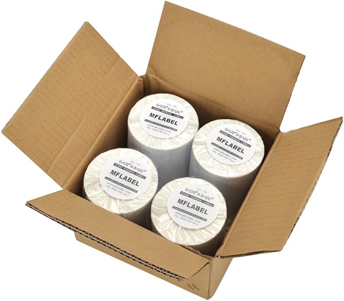 MFLABEL 4x6 Direct Thermal Shipping Labels - 4 Rolls, 220 Labels/Roll, Perforated Postage Paper with Alignment Hole, Compatible with 4XL LabelWriter 1744907 & 1755120, Rollo for USPS, UPS