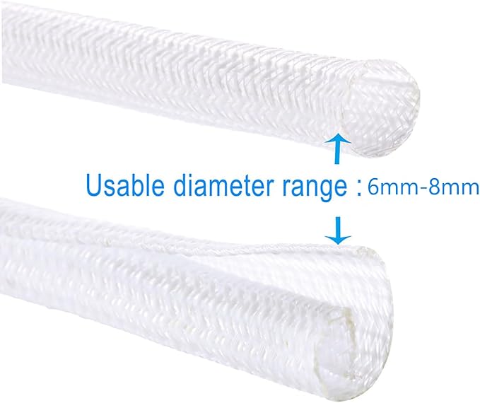 QCSIW 1/4" x50ft Split Sleeve Cable Organizer - Wire Protector Sleeving for Desk, PC, TV, Home Office | Cord Management Cover, Easy Install, White