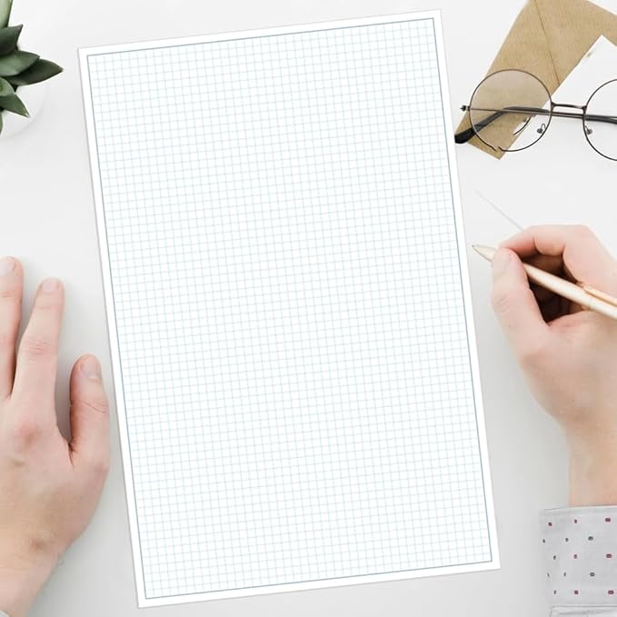 (3-Pack) Engineering Graph Paper Pads, 11x17 Quadrille 75 Sheets/150 Pages Grid Paper for Drafting, Engineering, Blueprint Drawing, 4x4 Blue Quad Rule, 100gsm White Paper