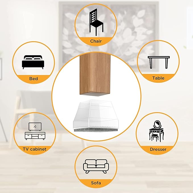Square Chair Leg Protectors for Hardwood Floors,16 Pcs Silicone Felt Furniture Legs Caps to Prevent Floor from Scratches and Reduce Noise, Easy to Move, (Fit: 2.25" -2.75" Clear).
