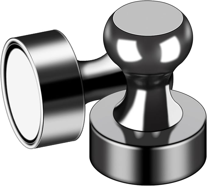 LOVIMAG 16Pcs Strong Fridge Magnets,Black Refrigerator Magnet, Push Pin Magnets,Strong Whiteboard Magnet for Map Pins, Kitchen, Office, School, Adults,Thumb Tacks Magnets,Dry Erase