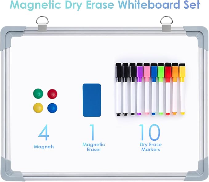 ARCOBIS Weekly Dry Erase Board for Wall, 12" x 16" Magnetic Calendar Whiteboard, Small Hanging Double-Sided White Board for Planning, Memo, to Do List, Drawing, School, Home, Office