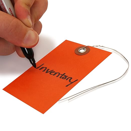 SmartSign Blank Tyvek Shipping Tags with Wire, Size #5 | 4 3/4" x 2 3/8", Pack of 100, Orange, Made in USA
