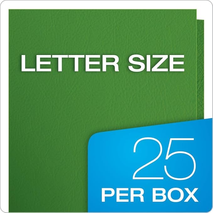 Oxford Twin-Pocket Folders, Textured Paper, Letter Size, Green, Holds 100 Sheets, Box of 25 (57503EE)