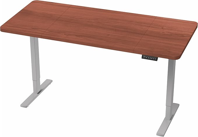 VIVO Electric 60 x 30 in Standing Desk, Memory Height Adjustment, 1B Series, Holds 220 lbs,Dark Walnut Top Gray Frame, DESK-KIT-1G6D-30