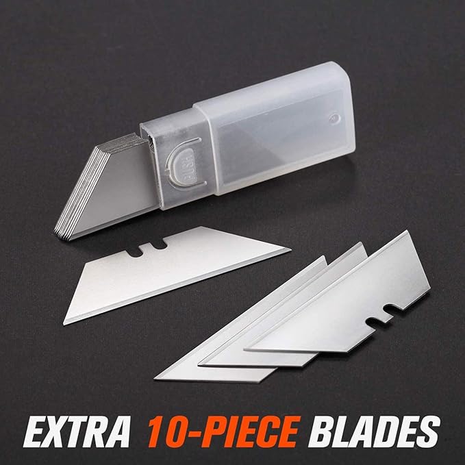 REXBETI 2 Pack Utility Knife with Extra Blades, 2 Color Retractable Blade Heavy Duty Box Cutter for Cartons,Cardboard and Boxes,Extra 10 Blades Included