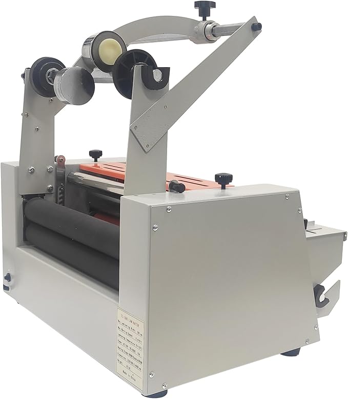 WYDDDARY 14.17"/360MM Electric Steel Roller Thermal Laminator with Toothing Cutter Hot Cold Roll Laminator Adjustable Temp 60-130℃ Electric Laminating Machine for Single/Double Sided Laminating