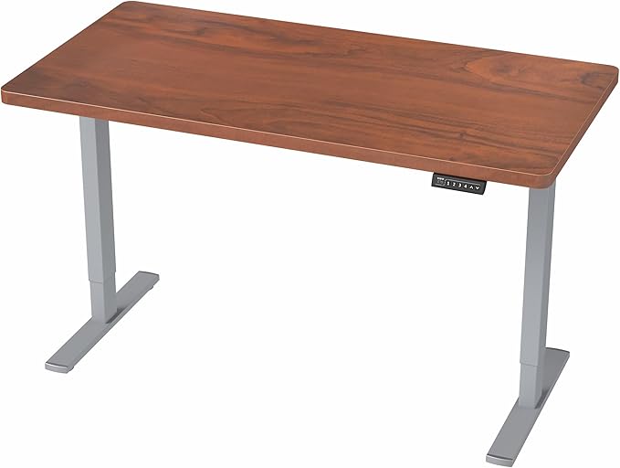 VIVO Electric 43 x 24 in Standing Desk, Memory Height Adjustment, 1B Series, Holds 220 lbs, One-Piece Dark Walnut Top, Gray Frame, DESK-KIT-1G4D