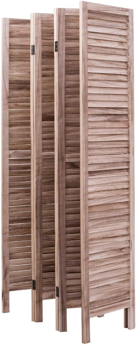 Giantex 6 Panel Wood Room Divider, 5.6 Ft Tall Folding Freestanding Partition Privicy Room Dividers Screen for Home, Office, Restaurant, Bedroom (Brown)