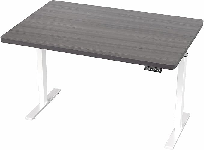 VIVO Electric 48 x 30 in Standing Desk, Memory Height Adjustment, 1B Series, Holds 220 lbs, One-Piece Dark Gray Top, White Frame, DESK-KIT-1W5G