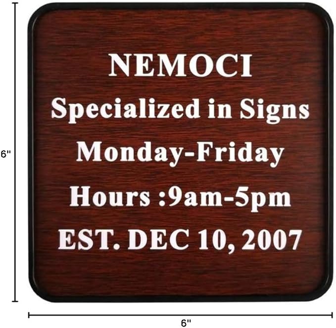 Custom Engraved Door Suite Wall Sign | Office Sign | Personalized Wall Plaque | Business Doctor Law Firm Home Office Cafe Shop | Up to 5 Text Lines Adhesive Backed or Simple Keyhole Mounti (6" x 6")