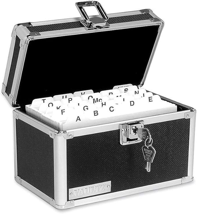 Vaultz Lockable Index Card Holder - Flash Card Organizer for Recipes, Passwords or Studying Holds 450 4x6 Notecards - Index Card Box Study Accessories, Black