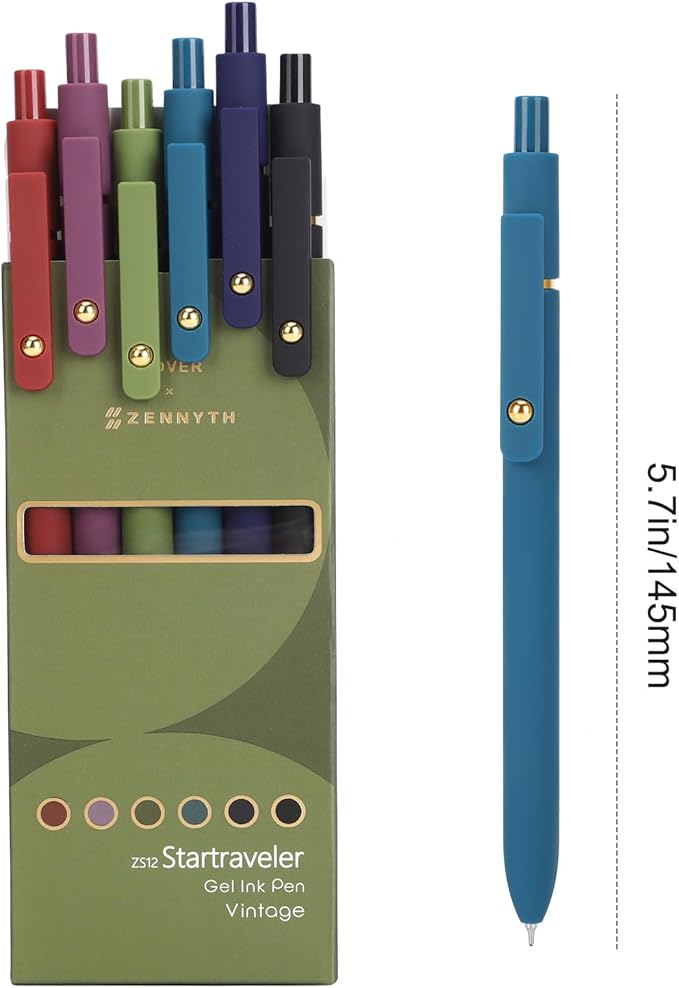 FIOVER Colored Pens, 12 Pack Colorful Gel Pens, Quick-Dry 0.7mm Medium Point for Journaling, Note Taking, Doodling, Aesthetic Office School Supplies, Gifts for Women Men(12PCS Aesthetic+Vintage)