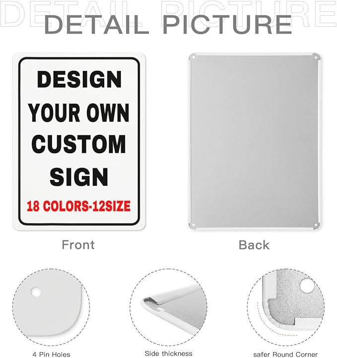 Custom Outdoor Metal Personalized Signs With Your Photo, Text, Logo - Decorative House Sign for Business, Workplace, Office, Home