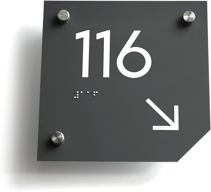 Bsign Office Door Numbers - Acrylic Room Signs - Gray Door Plates