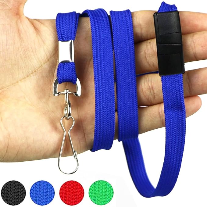 Bird Fiy Lanyards Safety Blue Lanyards Neck Flat Premium Breakaway Badge Lanyard with J-Hook for ID Nametag Badge Holder (Blue, 25 PCS)