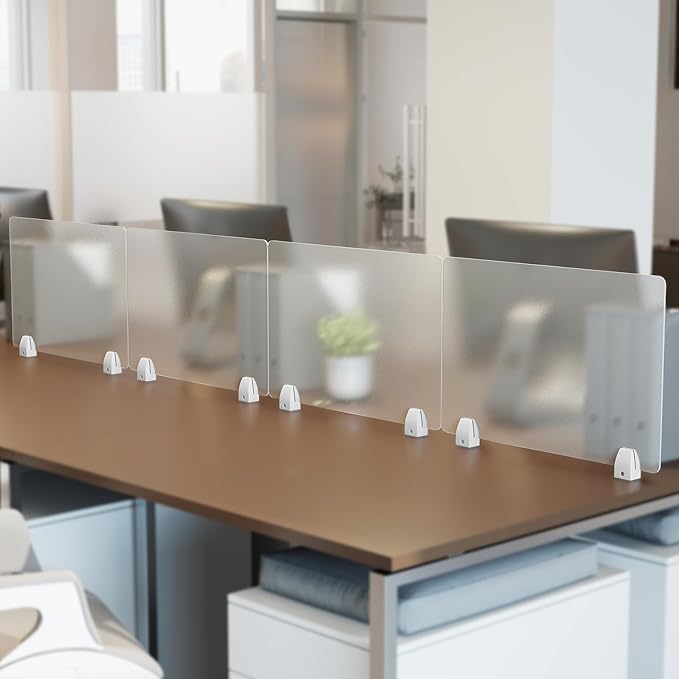 tonchean 4PCS Desk Dividers Office Partitions, Privacy Desk Panel Protective, Frosted Acrylic Shield with Clamps for Offices Schools Call Centers - 23.6”L X15.8”W