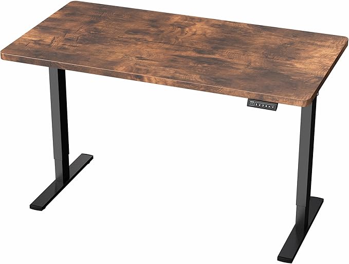 VIVO Electric 43 x 24 in Standing Desk, Memory Height Adjustment, 1B Series, Holds 220 lbs, Rustic Vintage Brown Top, Black Frame, DESK-1B4N