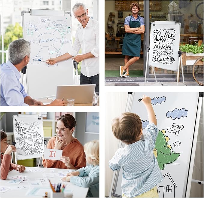 Stand White Board - 40 x 28 Inch Double Sided Magnetic Dry Erase Board with Stand Height Adjustable, Sturdy Aluminum Frame for Home Office Classroom Use