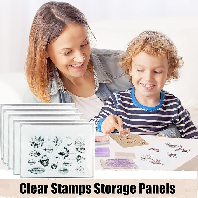 20 PCS Clear Stamps Storage Panels,Resealable Die Cut Storage Bag, White Plastic Stamps Organizer Panels, Clear Stamp Organizer Set for Die Cutting and Decorative