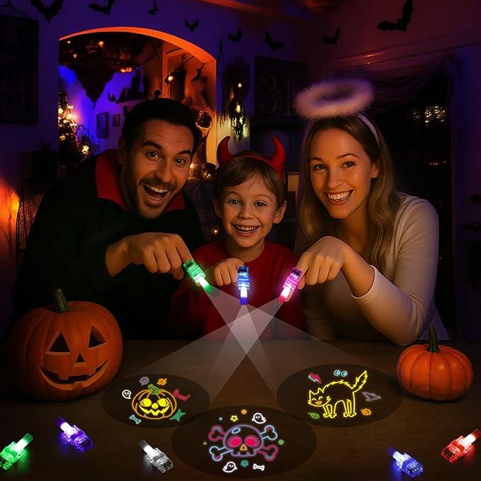 LovesTown 24PCS Halloween Party Favors Flashlights, LED Light up Finger Lights Glow in the Dark Halloween Toys Bulk for Party Decorations Goodie Bags Fillers Classroom Prizes
