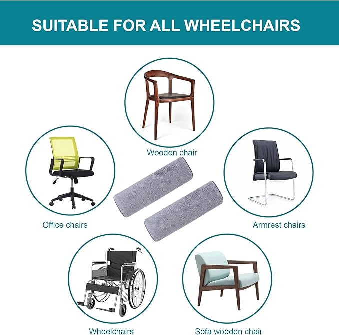 2 Pcs Wheelchair Armrest Pads Covers - Widened Self Adhesive Strips Comfortable and Protective for Wheelchairs, Office Chairs, and Armrest Chairs Comfort Padding Pressure (2 Pcs Size:M)