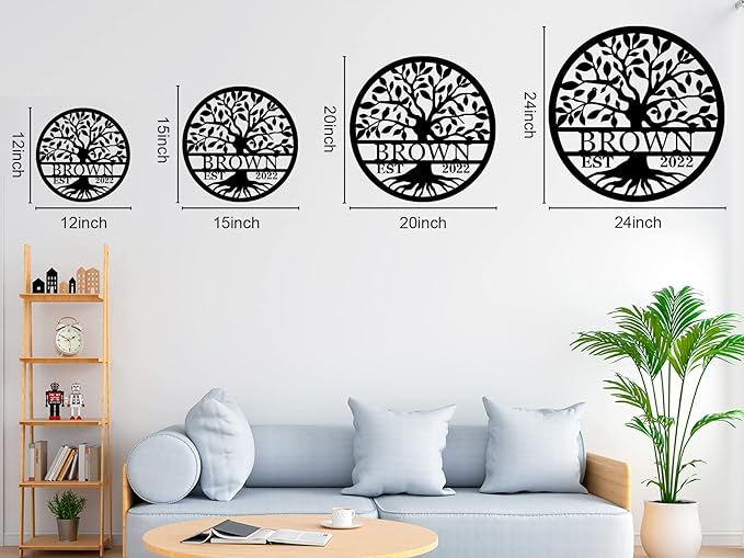 Personalized Tree of Life Metal Sign, Personalized Last Name Signs, Custom Name Signs, Tree of Life Wall Decor, Family Wall Décor
