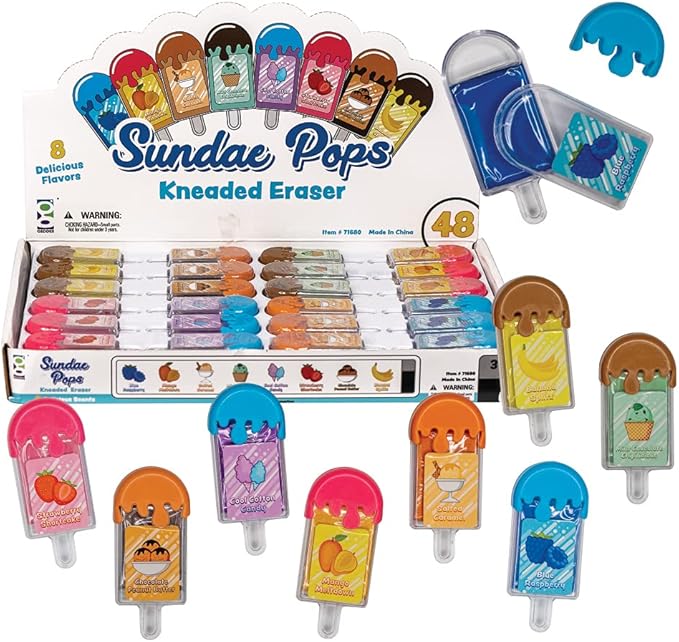 Raymond Geddes Sunday Pops Kneadable Erasers (Pack of 48)