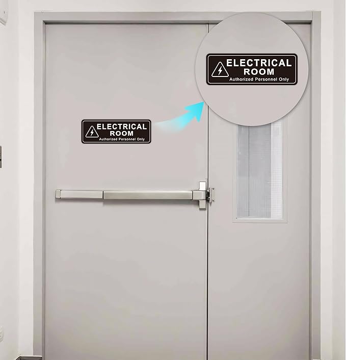 Electrical Room Door Sign for Business,Self-Adhesive Durable Modern Electrical Closet Room Sticker for Home, UV and Weather Resistant Authorized Personnel Only Signs for Business ,Workplace